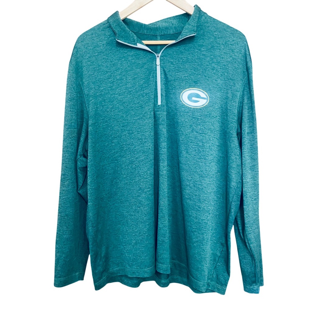 Green Bay Packers Teal Quarter-Zip Pullover
